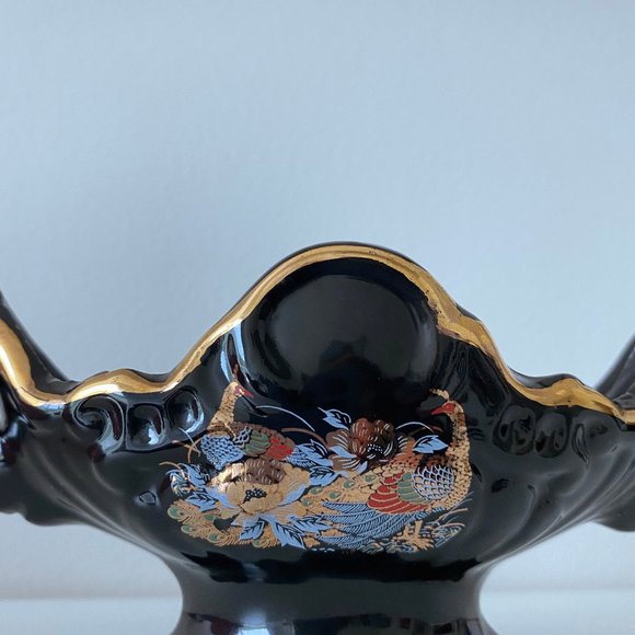 Porcelain Decorative Black Bowl Trinket Tray - Picture 4 of 6